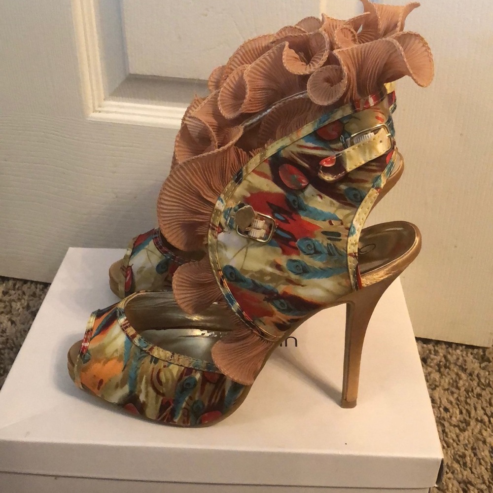 Peacock High Heel Sandal-Never Worn